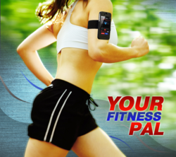 Running woman with FitPal iPhone app